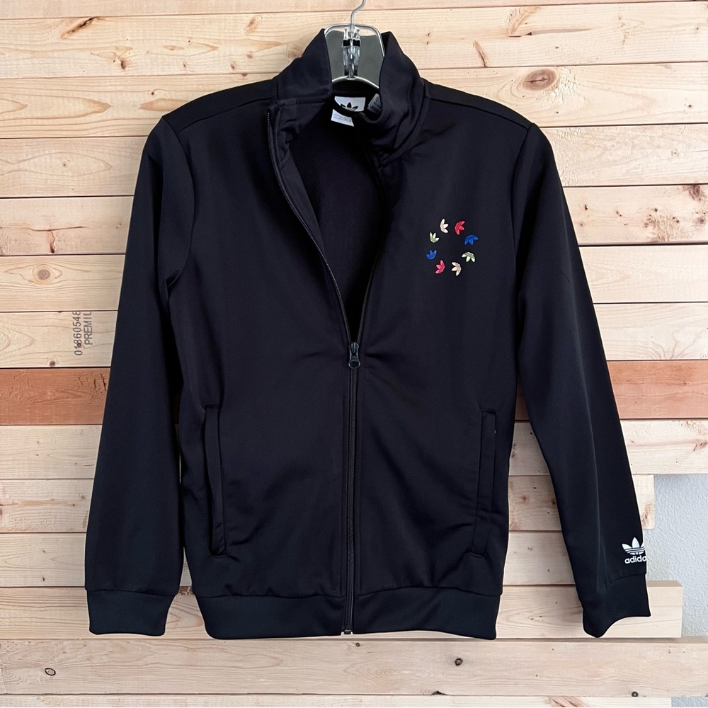 Adidas Black fully Zip activewear jacket kids size M